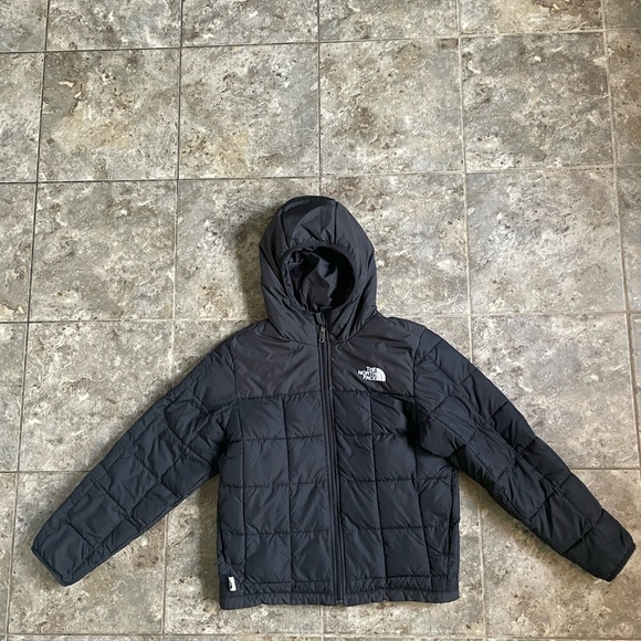 The North Face Kids Dark Gray Hooded Puffer Jacket